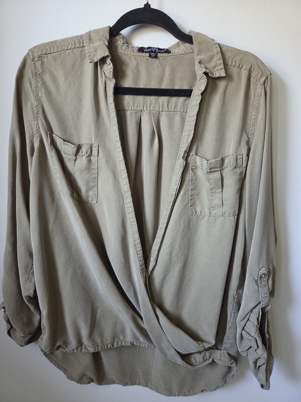Velvet Heart Olive Green Draped Blouse